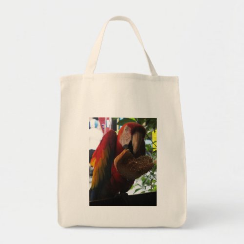 Scarlet Macaw Parrot Eating Toast Tote Bag