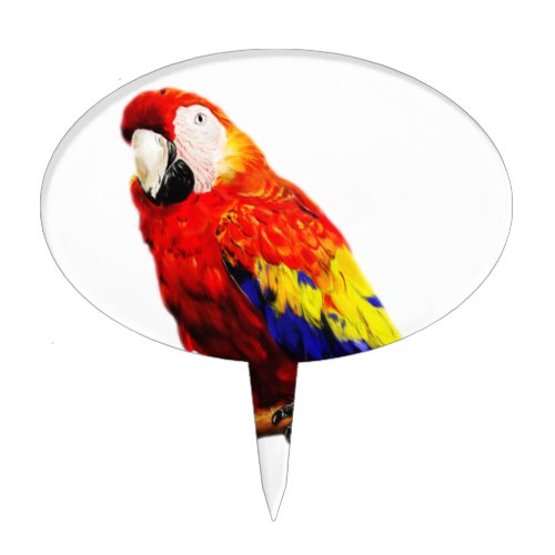 Scarlet Macaw Parrot on A Branch Cake Topper