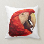 Scarlet Macaw Parrot Realistic Painting Pillow