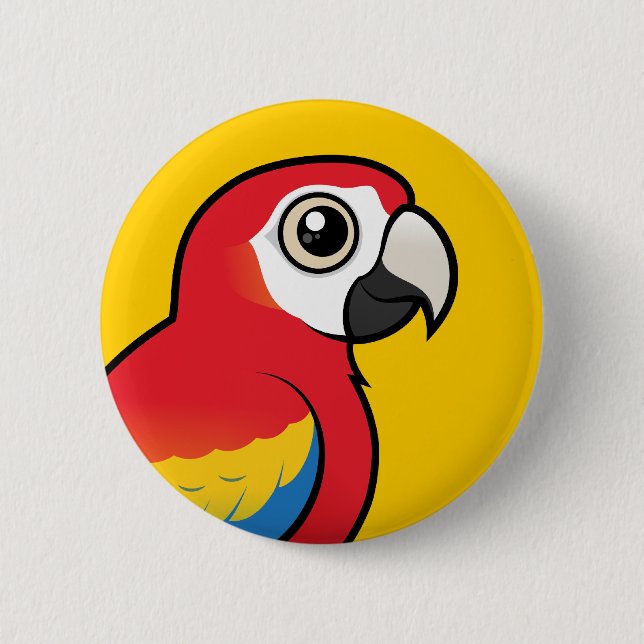 Scarlet Macaw Pinback Button (Front)