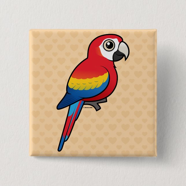 Scarlet Macaw Pinback Button (Front)