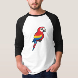 Birdorable Scarlet Macaw Men's Basic 3/4 Sleeve Raglan T-Shirt