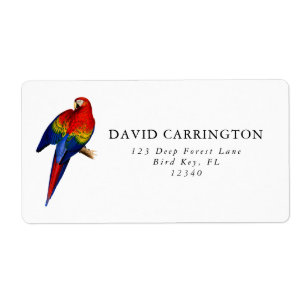 Scarlet Macaw Tropical Colorful Rain Forest Bird Label
