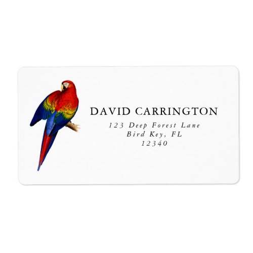 Scarlet Macaw Tropical Colorful Rain Forest Bird Label