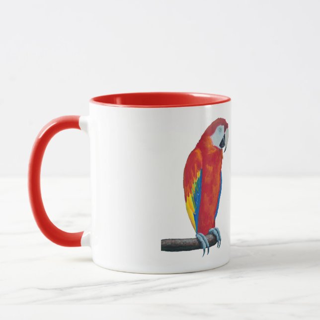 Scarlet Macaw Wildlife Red Ringer Coffee Mug Cup (Left)