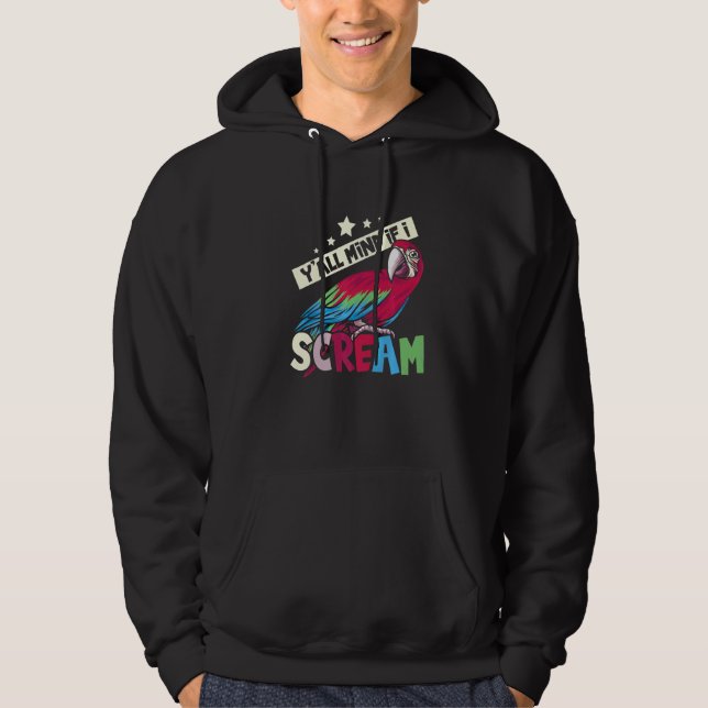 Scarlet macaw with parrot and  parrot hoodie (Front)