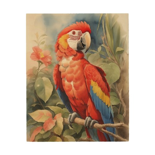 Scarlet Macaw Wood Wall Art