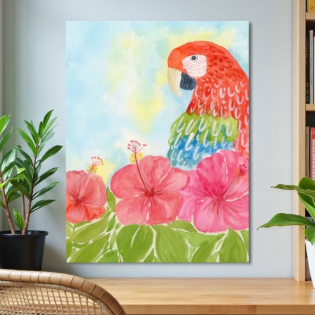 Scarlet Macaws and Pink Hibiscus Poster (Creator Uploaded)