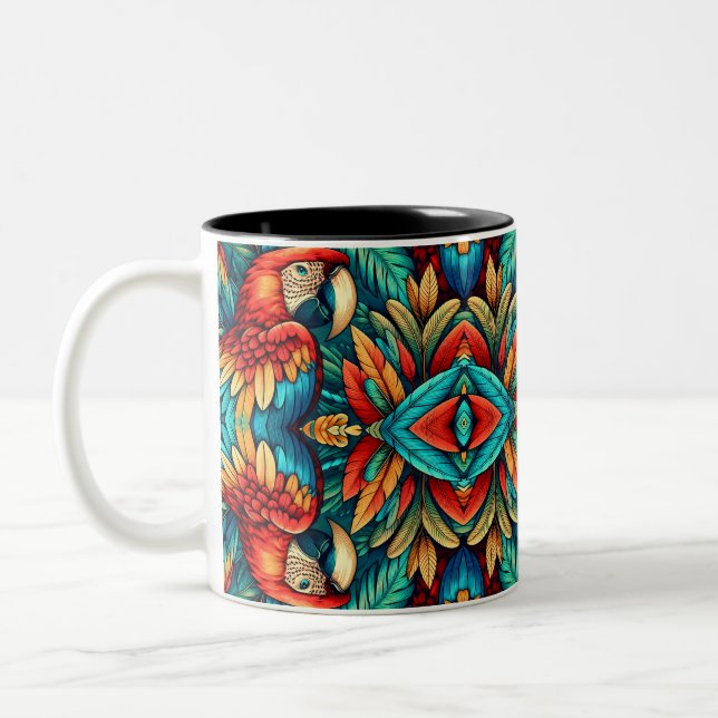 Scarlet Macaws Two-Tone Coffee Mug (Left)