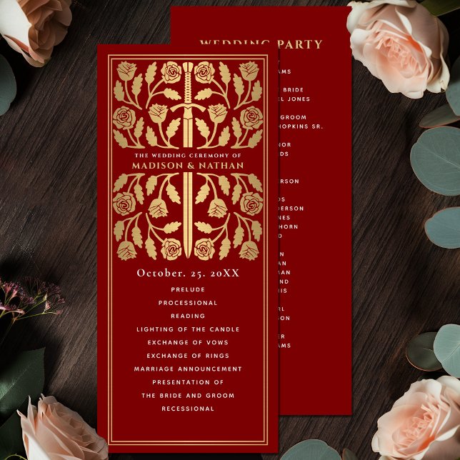 Scarlet Medieval Gold Sword Royal Wedding Program (Creator Uploaded)