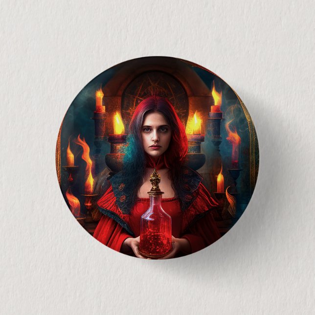 Scarlet Mystic Button 2 1/4 Inch (Front)