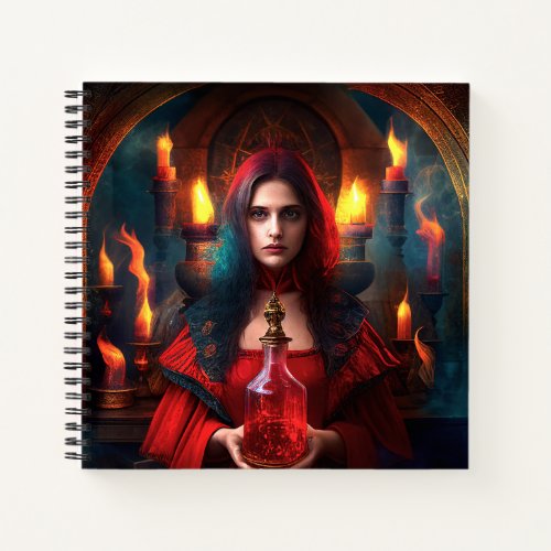 Scarlet Mystic Witch 85 x 85 Spiral Notebook