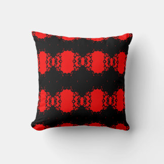 Scarlet Noir – Red & Black Ornamental Geometric Throw Pillow