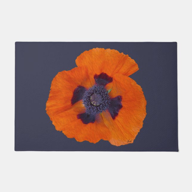 Scarlet Orange Poppy 1 Doormat (Front)