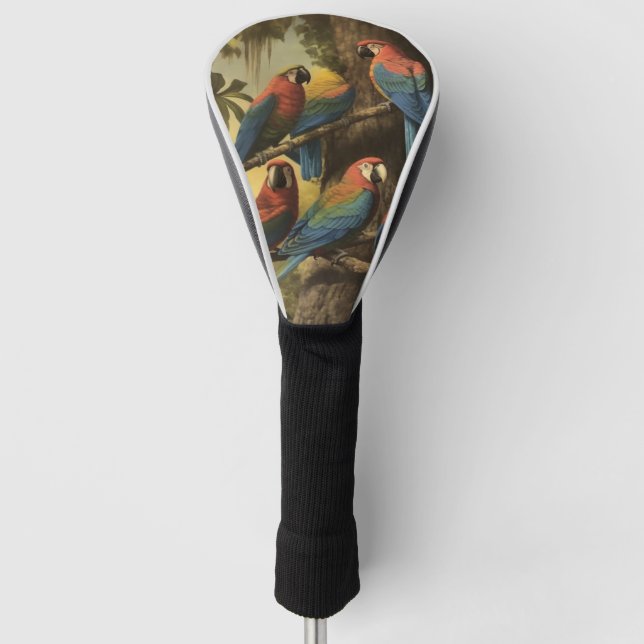 Scarlet Parrot Jungle Undergrowth Premium Club  Golf Head Cover (Front)