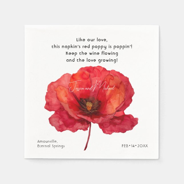  Scarlet Petal Elegance  Napkins (Front)