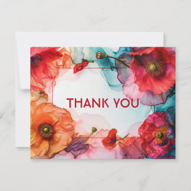 Scarlet Petal Elegance  Thank You Card (Front)