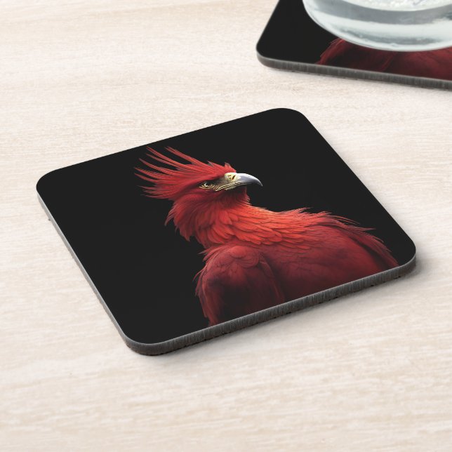 Scarlet Phoenix Sits Proudly Beverage Coaster (Left Side)