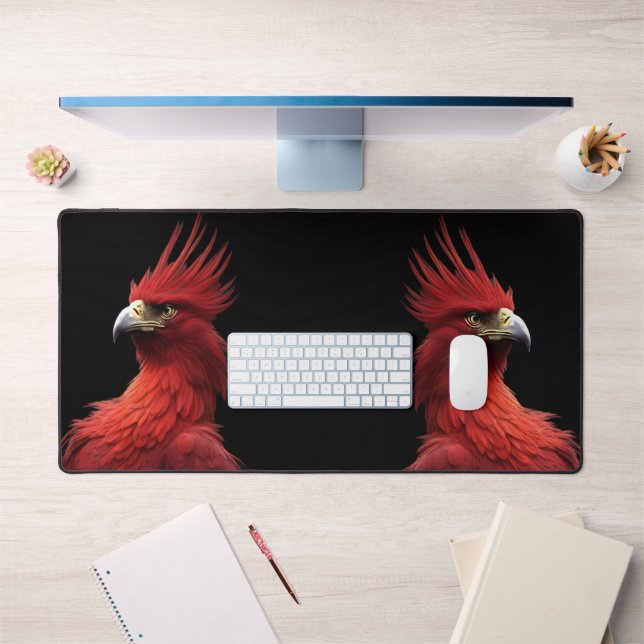Scarlet Phoenix Sits Proudly Desk Mat (Office 1)