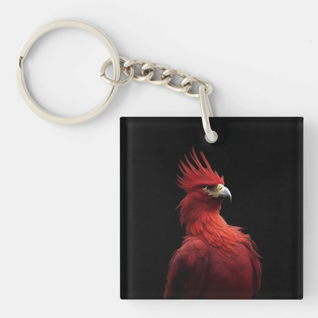 Scarlet Phoenix Sits Proudly Keychain (Front)