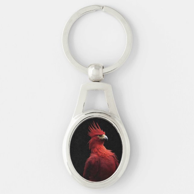 Scarlet Phoenix Sits Proudly Keychain (Front)