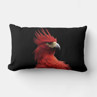 Scarlet Phoenix Sits Proudly Lumbar Pillow
