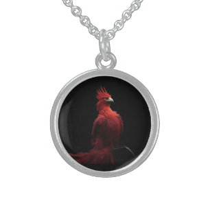 Scarlet Phoenix Sits Proudly Sterling Silver Necklace