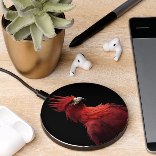 Scarlet Phoenix Sits Proudly Wireless Charger (Desk 2)