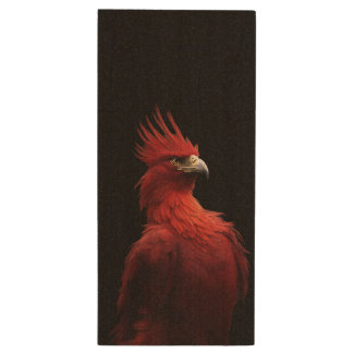 Scarlet Phoenix Sits Proudly Wood Flash Drive