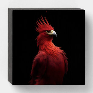 Scarlet Phoenix Sits Proudly Wooden Box Sign