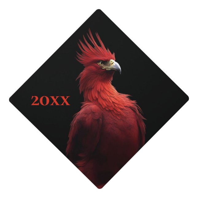 Scarlet Phoenix Sits Proudly Year Graduation Cap Topper (Front)