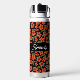 Scarlet Pimpernel Watercolor Monogram Name Water Bottle