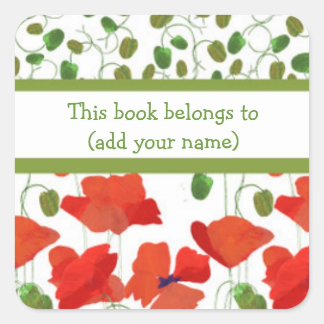 Scarlet Poppies and Poppy Buds Bookplates (Front)