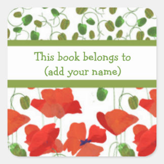 Scarlet Poppies and Poppy Buds Bookplates
