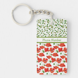 Scarlet Poppies and Poppy Buds Oblong Keychain