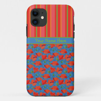 Scarlet Poppies and Stripes iPhone 5/5s Case