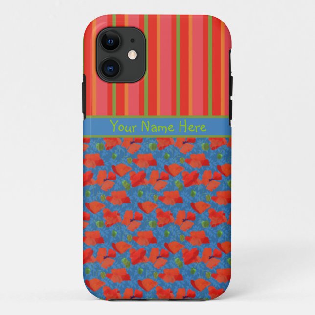 Scarlet Poppies and Stripes iPhone 5/5s Case (Back)