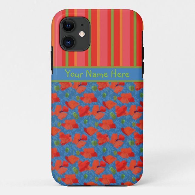 Scarlet Poppies and Stripes iPhone 5/5s Case (Back)