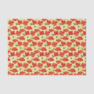 Scarlet Poppies Floral Pattern on Golden Yellow Tissue Paper