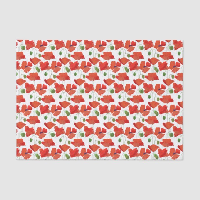 Scarlet Poppies Floral Pattern to Customize Tissue Paper (Front)