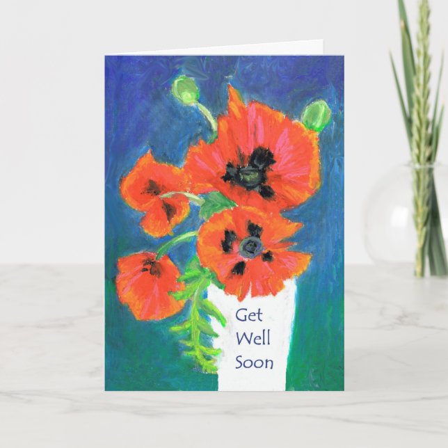 Scarlet Poppies Get Well Greeting Card (Front)
