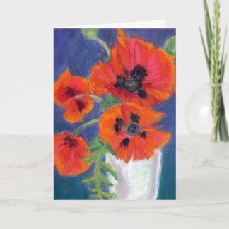 Scarlet Poppies Oil Pastels Birthday Card
