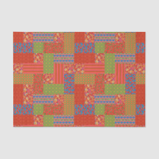 Scarlet Poppies Patterns Nostalgic Faux Patchwork Tissue Paper