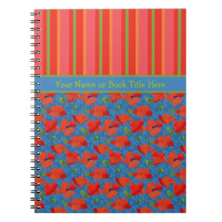 Scarlet Poppies, Stripes: Spiral Notebook, Journal