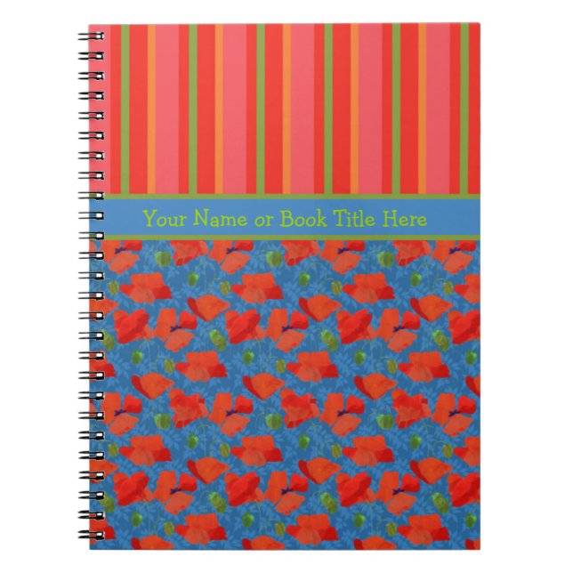 Scarlet Poppies, Stripes: Spiral Notebook, Journal (Front)