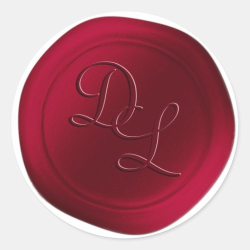 Scarlet Red 2 Letter Monogram Wax Seal Stickers