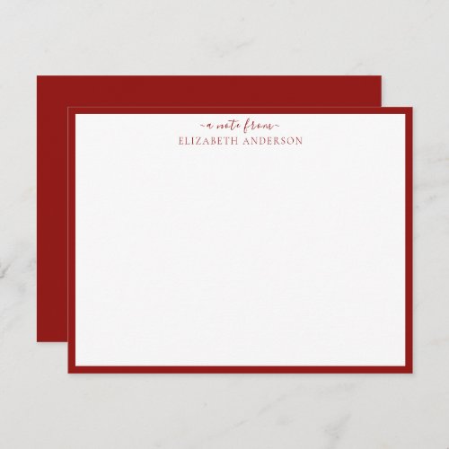 Scarlet Red A Note From Classic Border Note Card