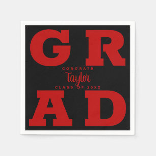 Scarlet Red and Black Graduation Napkins