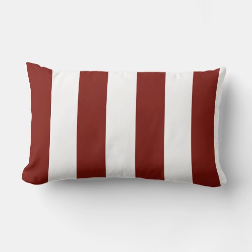 Scarlet Red and White Bold Vertical Stripes Lumbar Pillow