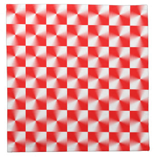 Scarlet Red and White Modern Plaid Pattern Cloth Napkin